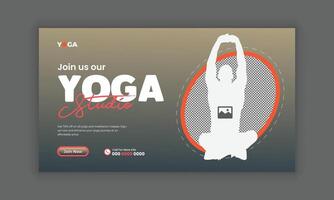 Horizontal banner template for a yoga class with a woman Yoga class banner template vector