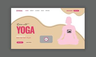 Yoga landing page hero section design template vector