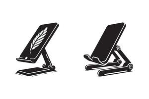Mobile Phone Stand Silhouette Illustration vector