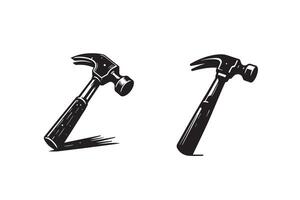Hammer Silhouette Set Illustration vector