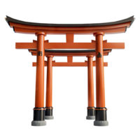 A traditional Japanese Torii gate, symbolizing the entrance to sacred spaces. Vibrant orange structure against a clear backdrop. png