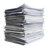 A tall stack of assorted documents and papers, symbolizing organization and office work. png