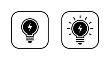 Lightning bulb icon on square line. Thunderbolt lamp sign symbol vector