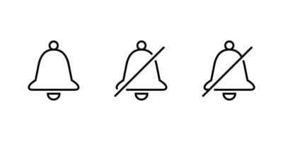 Notification and silent bell icon in line style vector