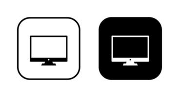 Computer desktop monitor icon on black square vector