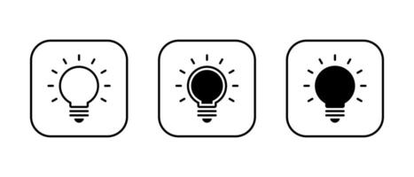 Light bulb icon set on square line. Lamp sign symbol vector
