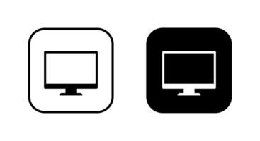 Computer monitor icon on black square vector