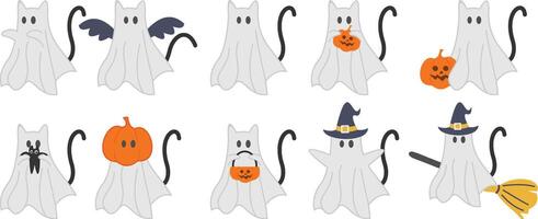 Collection Cat Ghost vector