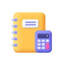 Notebook or book and calculator. Accounting, finance, bookkeeping, education concept. vector