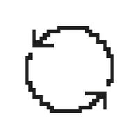 Refresh Arrows Icon In Pixel Art. Pixelated Circular Movement and Reload Symbol. Isolated Illustration vector