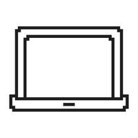 Laptop Pixelated Icon. Pixel Art of a Portable Computer for Work and Technology. Isolated Illustration vector