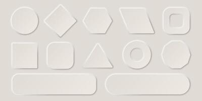 Collection of empty buttons in the style of neomorphism. Set for design of user interface elements. vector