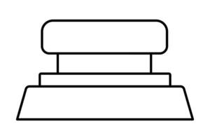 Hand drawn cute outline illustration emergency caution red button. Danger alarm pressbutton. Flat problem warning sign line art doodle. Security breach. Stop signal. Launch or start. Isolated. vector