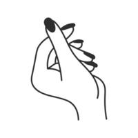Women's Hand with Long Nails Showing Heart Sign vector