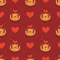 Capybara Valentine Day Seamless Pattern vector