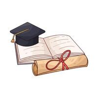books and rolls of certificates illustration vector