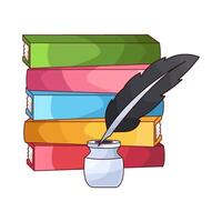 illustration of stack of books and ink pen vector