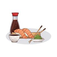 salmon sushi illustration vector