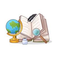 open book and globe vector