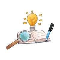 illustration of open book and magnifying glass vector