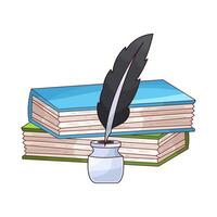stack of books and ink pen vector