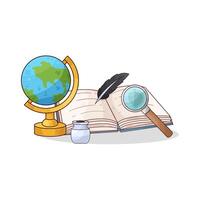 open book and globe illustration vector