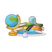 stack of books and globe illustration vector