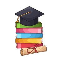 graduation cap on a pile of books vector