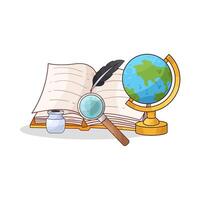 illustration of open book and globe vector