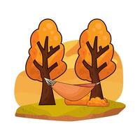 hammock hanging on a tree vector