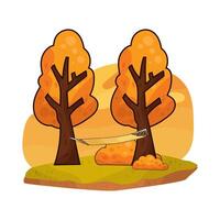 illustration of hammock hanging on a tree vector
