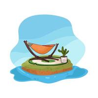 hammock near the beach illustration vector
