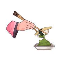 illustration of delicious sushi and wasabi vector