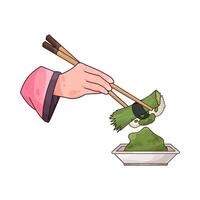 delicious sushi and wasabi vector