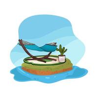 illustration of hammock near the beach vector