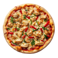 Transparent Background Pizza with Chicken and Red Peppers png