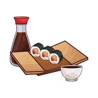 illustration of soy sauce and sushi vector
