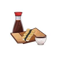 illustration of soy sauce with sushi vector