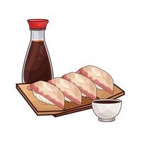 soy sauce with sushi vector