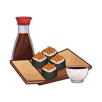 illustration of delicious sushi with soy sauce vector