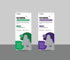 Flat nursery school vertical rollup banners design vector