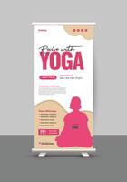 Yoga class roll-up banner signage banner pull-up or stand banner template design vector