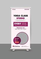 The Yoga Roll-up Banner Template is a sleek and modern design promoting yoga classes. vector