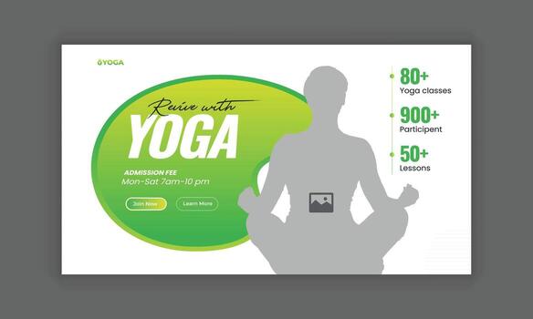 Flat horizontal yoga and meditation class web banner template vector