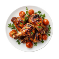 Barbecue chicken with tomatoes on the side transparent background png