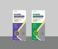 Back to school admission roll up banner vector
