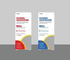 The school roll up banner education x banner standee design template vector
