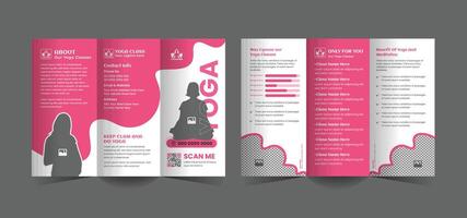 Trifold brochure design template for a yoga retreat and spa center vector