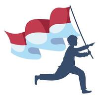 A man is running with a flag in his hand vector