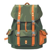 Adventure backpack for hiking and exploring nature vector